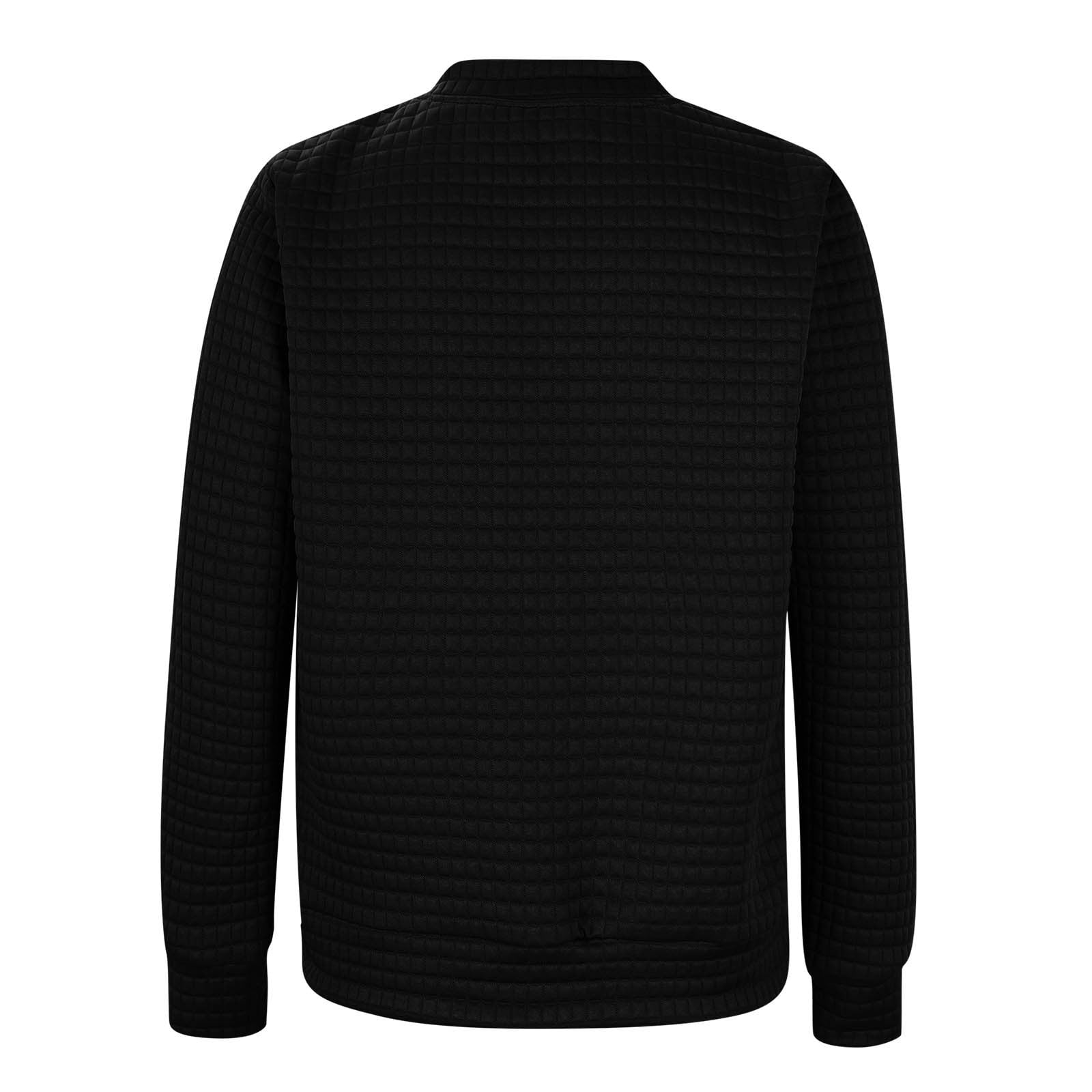 nerohusy Women's Waffle Zip Up Jackets Solid Sweatshirts Stand Collar Casual Long Sleeve Outerwear Baseball Coat Fall Jacket 2025 Black,XL