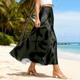 thumbnail image 4 of Bbyeadc Long Skirts for Women A-Line Satin Skirt Lightweight Floral Skirt Elegant Wedding Maxi Skirt with Pocket,Army Green(L), 4 of 5