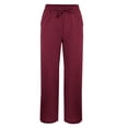 thumbnail image 3 of Pantalones casuales de lino para mujer: cintura alta con bolsillos laterales, pantalones largos para primavera/verano, 3 of 4