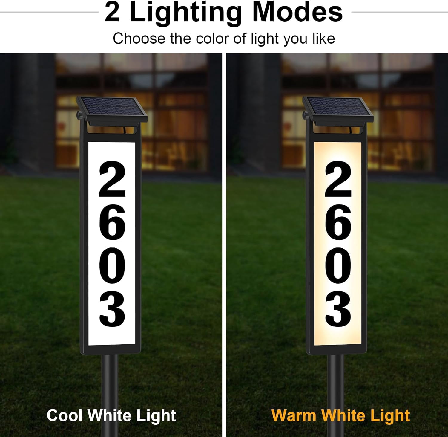 Upgrade Solar Home Bussiness Address Sign, House Numbers for Outside, Lighted Address Plaque Outdoor Waterproof, LED Address Numbers for Yard Home