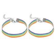 2pcs Simple Rainbow Bracelet Colorful Wristband Chain for Man Homesexual
