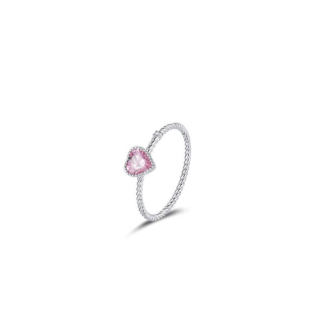 Qarigey Anillo de mujer Chapado en plata Anillos redondos de moda Corazón Zircon Decoraciones Novia Joyería Joyas Adornos Presente Ropa, zapatos y accesorios Miscelánea talla 8 Qarigey AP012383-03