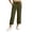 Army Green, variant on Womens Solid Eyelet Hollow Hem Straight Leg Cropped Capri Pants Large Side Patch Pockets Elastic Drawstring High Waist Loose Fit Mid Calf Breathable Casual Trouser Bottoms