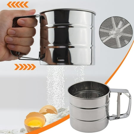 

NIUREDLTD Stainless Steel Mesh Flour Mechanical Baking Icing Sugar Shaker Sieve Cup