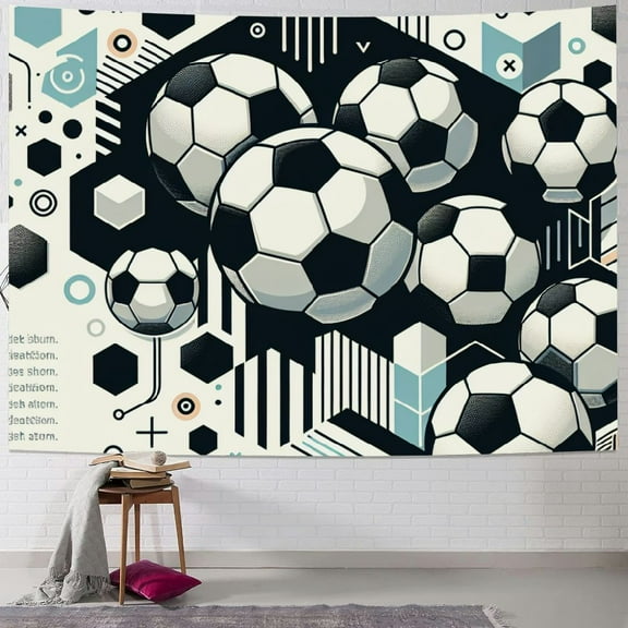 Autua Soccer Balls Tapestry Wall Hanging Unique Style Graphic Tapestries for Home Decor 40x30inch