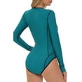 thumbnail image 3 of BeautyIn Womens One Piece Swimsuit Front Zip Long Sleeve Rash Guard Bathing Suit, 3 of 8