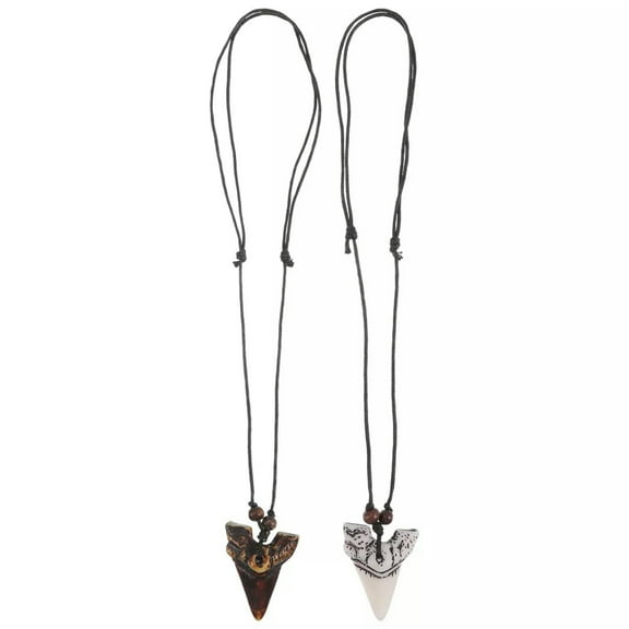 K-KED 2 Pcs Neck Decor Hawaiian Necklace Shark Tooth Cool Men's Man