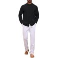 thumbnail image 2 of INSPIRE CHIC Men's Cuban Guayabera Shirt Long Sleeve Button Down Casual Summer Beach Shirts XL Black, 2 of 5