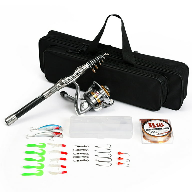 Ghosthorn Fishing Rod and Reel Combo, Graphite Telescoping Fishing Pole  Travel Kit with Carrier Bag for Gift