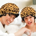 thumbnail image 6 of Shower Caps,Yellow and Black Of Leopard Print Waterproof Shower Cap for Women 4 Pieces,Double Reusable Hair Cover for Shower PEVA Elastic Stretch Hem, 6 of 7