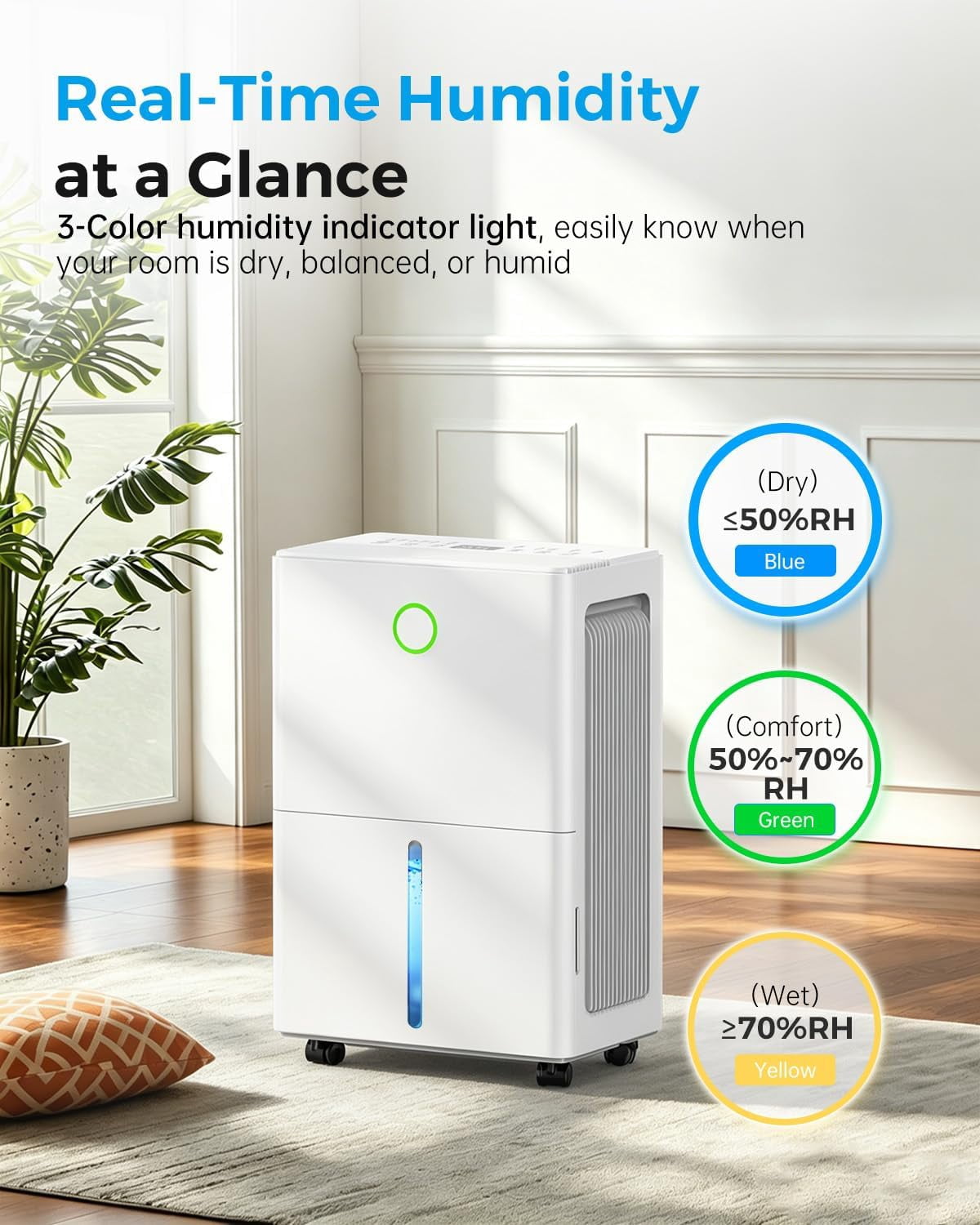 Dehumidifier 10 Pint (DOE) , Dehumidifiers for Home up to 2000 sq ft (MAX 30Pint at 95 F, 90%RH）, Dehumidifier for Basement with Drain Hose, Large Dehumidifier for Bedroom with Auto Humidity Control