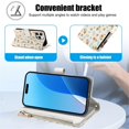 thumbnail image 5 of Wallet Case For iPhone 16 Pro Max 6.9-inch, Flower Pattern Flip Zipper Purse Leather Cover With Card Holder, Detachable Wristlet & Shoulder Strap, Shockproof ,Kickstand Phone Case For Women,Orange, 5 of 9