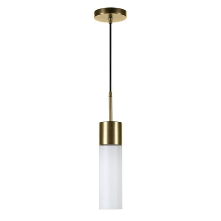 

Evelyn&Zoe Industrial 1-Light Pendant in contemporary brass with milk white glass shade for kitchen dining room living room foyer