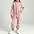 thumbnail image 2 of Acaics Girls' 2 Piece Fleece Tracksuit Set: Stand Collar Button Up Long Sleeve Jogger Outfit, Warm Loungewear for Girls Ages 1–10, 2 of 8