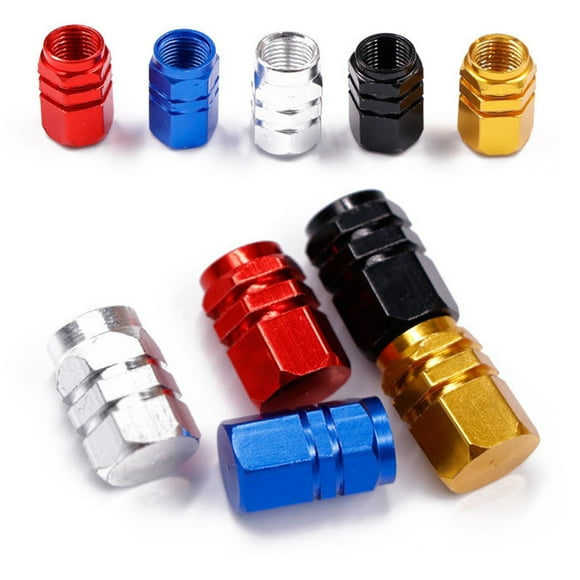 Pack of 4 Car Wheel Tire Part with Cushions Motorbike Air Valve Stems Aluminum Truck Tyre Dust Caps Motorcycle Vehicle Protector Spare with Cushion Red