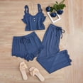 thumbnail image 2 of IMENGL Pajama Sets for Women Sleepwear Pyjamas Of 3 Lace Pyjamas V Neck Tank Top Pyjama Shorts 3 Piece Leisure Suit Loungewear Onesises Women's Pajamas Set,Blue, 2 of 8
