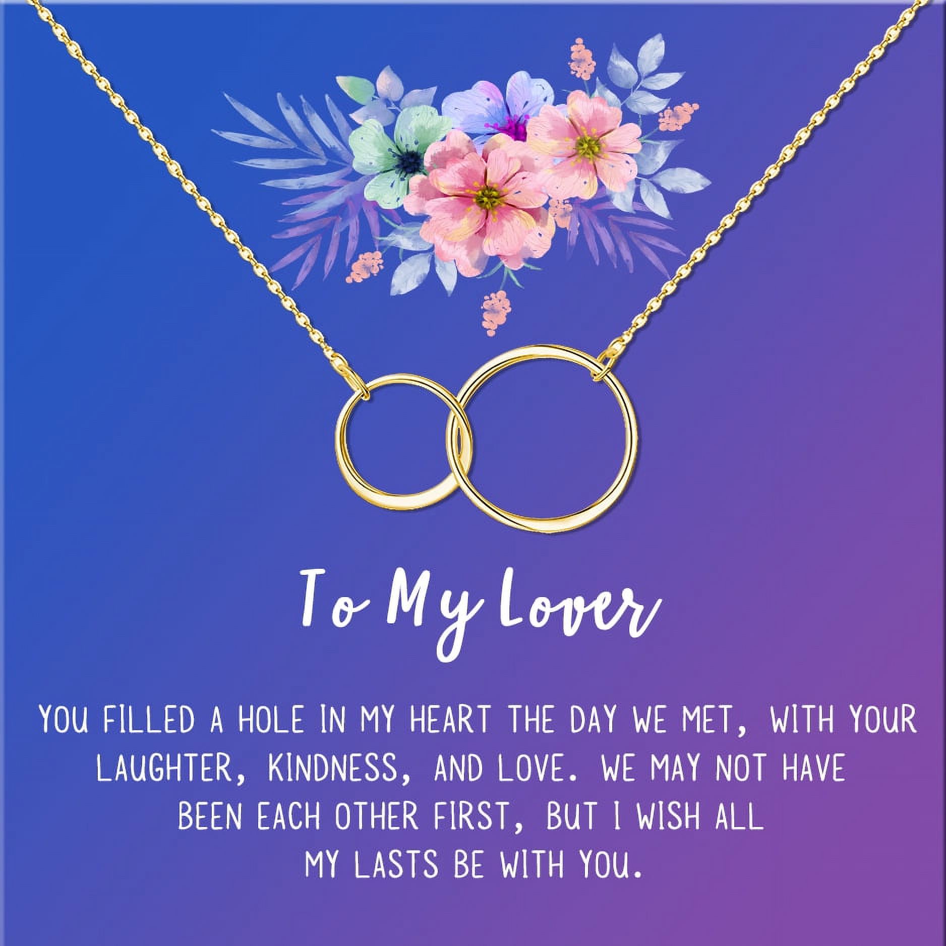 Anavia To My Lover Necklace Gift, Lover Birthday Gift, Mother's Day Gift, Proposal Gift, Card Gift for Girlfriend-[Gold Infinity Double Ring, Blue-Purple Gift Card]