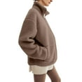 thumbnail image 6 of Mifsaly Maternity 2 In 1 Fuzzy Fleece Jacket Women Zip up Thick Warm Winter Coat Pregnant Thermal Teddy Coats Cold Weather Baby Wearing Outerwear with Pockets Coffee XXL, 6 of 7