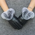 thumbnail image 6 of Visland Women Gloves Fashion Faux Leather Faux Fur Anti slip Winter Hand Warm Mittens for Cycling Skiing Climbing, 6 of 7