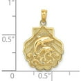 thumbnail image 4 of 14K Yellow Gold Reversible Dolphins and Waves in Shell Charm - 20mm, 4 of 6