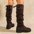 thumbnail image 6 of Women's High Knee Boots Round Toe Suede with Crinkled Back Lacing and Stacked Heel for Fashionable Comfortable Footwear Experience, 6 of 9
