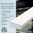 thumbnail image 4 of 4 Pack 4FT LED Wraparound Light with 3 Wattages/3 Lumens/3 CCT Selectable, 55W/65W/75W, 5500lm/6500lm/7500lm, 3000K/4000K/5000K 4 Foot LED Wrap Light Fixture, Flush Mount Office Ceiling Light, ETL, 4 of 8