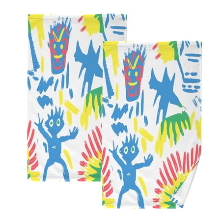 Colorful Minions Set of 2 Pure Cotton Towels, 16'' x 28'', Highly Absorbent and Soft