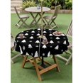 thumbnail image 3 of Outdoor Tablecloth with Umbrella Hole and Zipper, Christmas Tree Round Table Cloth 60 Inch Waterproof Tablecloth, Black White Winter Xmas Snowflakes Picnic Table Cover for Patio Camping, 3 of 7