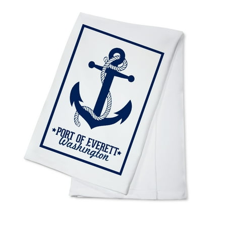 

Port of Everett Washington Anchor Navy Blue and White (100% Cotton Tea Towel Decorative Hand Towel Kitchen and Home)