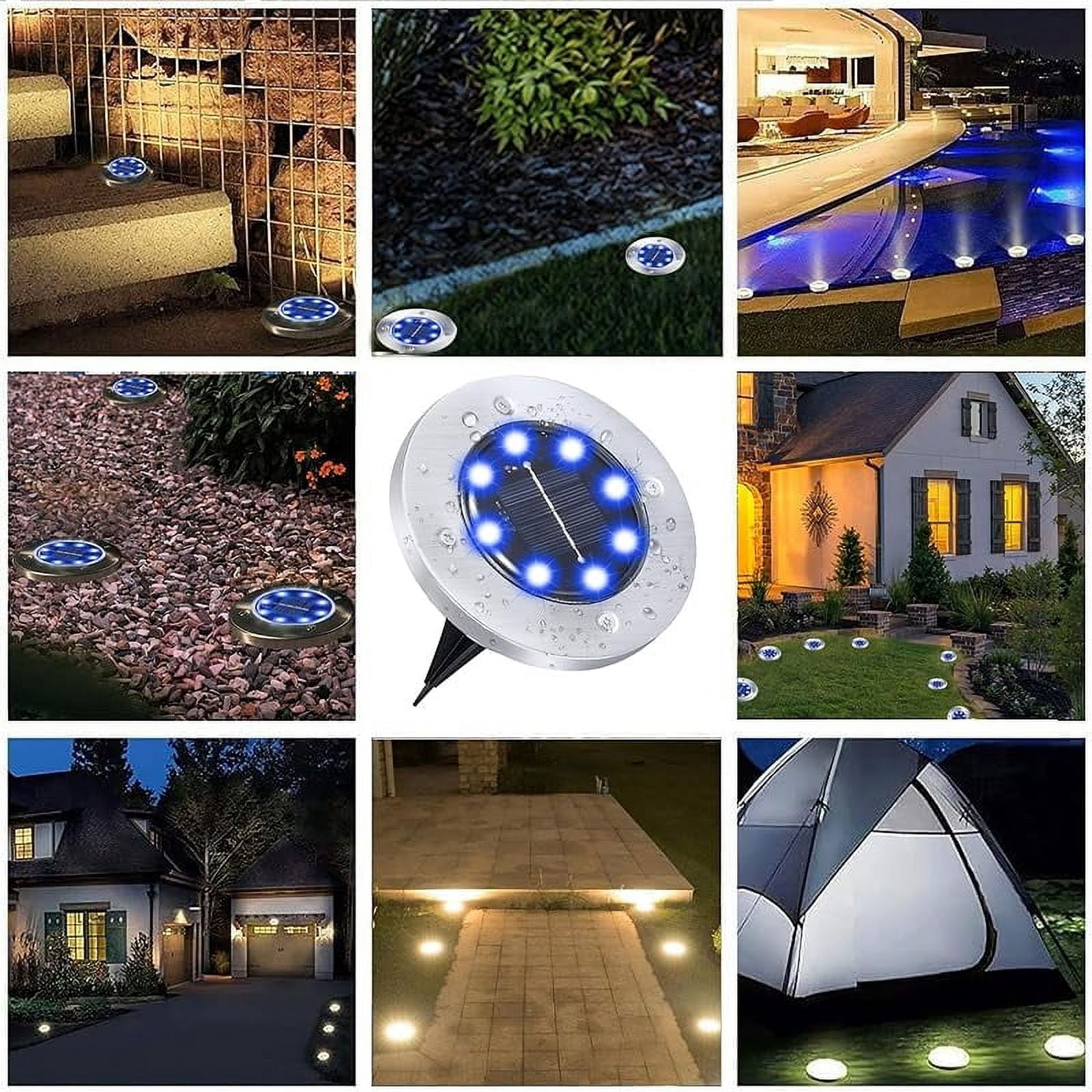Solar Ground Lights, Waterproof Solar Garden Lights, Upgraded Outdoor Garden Waterproof Bright in-Ground Lights, Landscape Lights for Pathway,Yard,Deck,Lawn,Patio,Walkway (16 Pack Warm Light)
