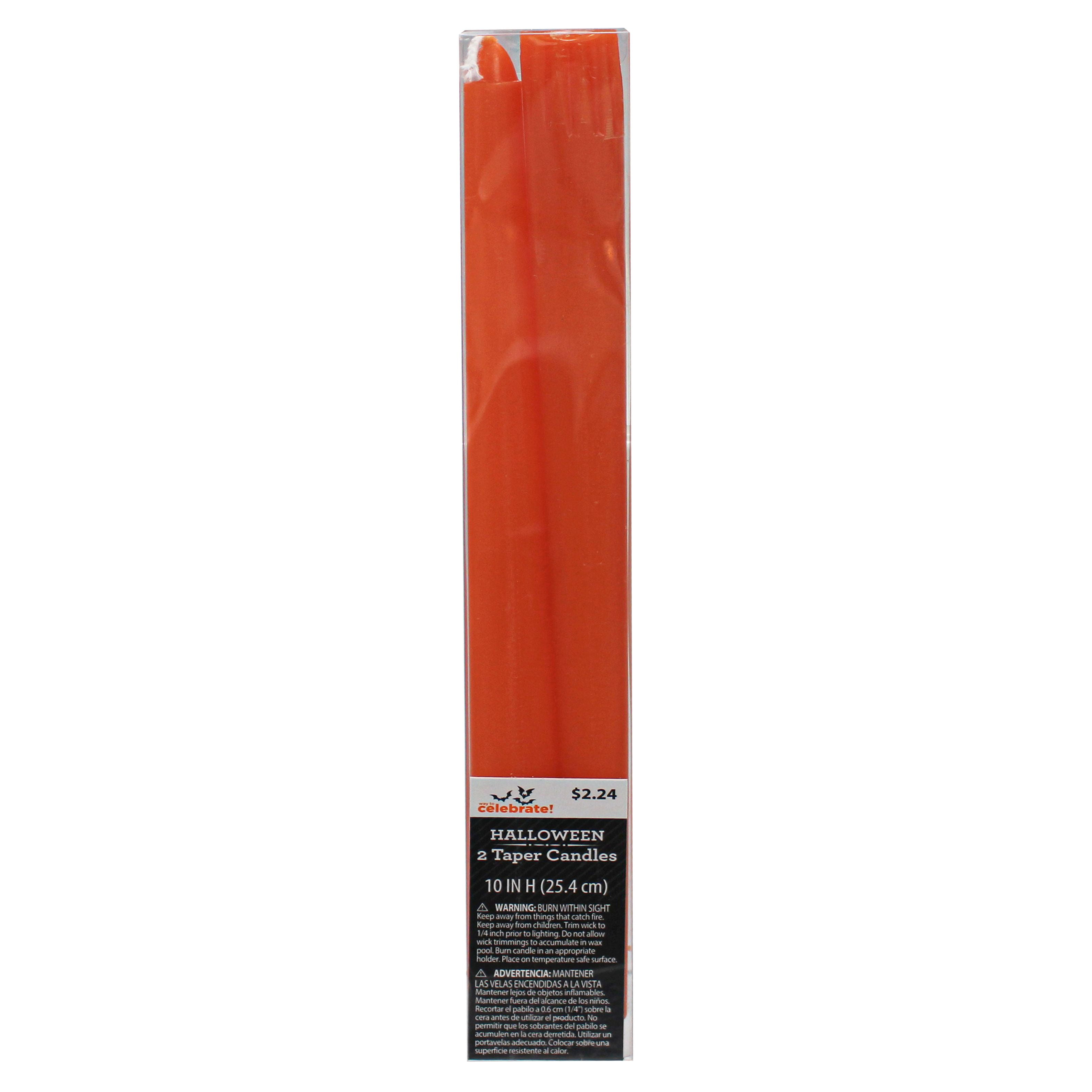 Way To Celebrate Halloween Orange Taper Candles, 10 inches, Unscented, 2 Count