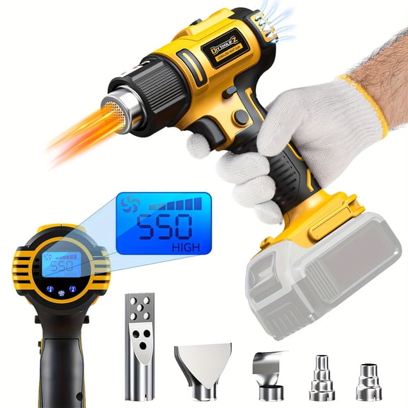 Battery-Operated Heat Gun Compatible with for dewalt 20V/18V Batteries, Featuring a 350W Power Rating And Capable of Reaching Temperatures Up to 990°F.