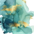 thumbnail image 6 of JRXY Waterproof Resistant Fabric Gold and Blue Abstract Art Round Tablecloth White, 6 of 8
