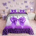 thumbnail image 2 of Homewish Purple Bow-Tie Queen Comforter Set for Girls, Bling Leopard Print Comforter Sets Queen, Polka Dots Reversible, 3pcs 1 Comforter and 2 Pillowcases, 2 of 6