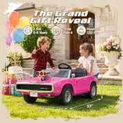 iYofe 24V 2 Seater Licensed 1970 Dodge Charger R/T Powered Ride-On Car with Remote Control & Safety Belt, Pink