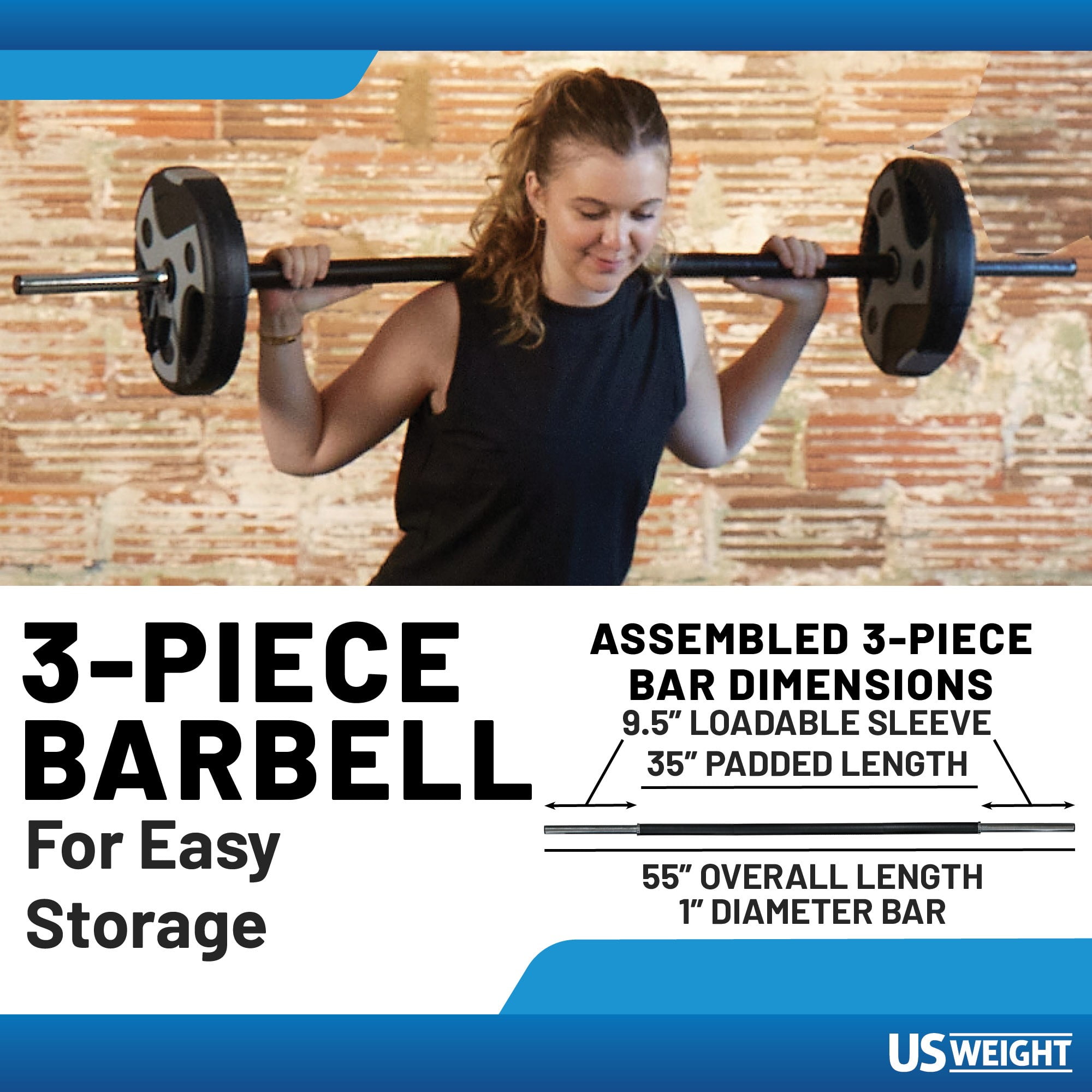 US Weight 43 LB Adjustable Weight Set with Barbell, Dumbbells, and Kettlebell for Home Workouts