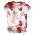 thumbnail image 4 of YDFCWXW Women's Graphic T-Shirts Stain Hand Shirt Shirts Halloween Movie Tees Brick Red, L, 4 of 5