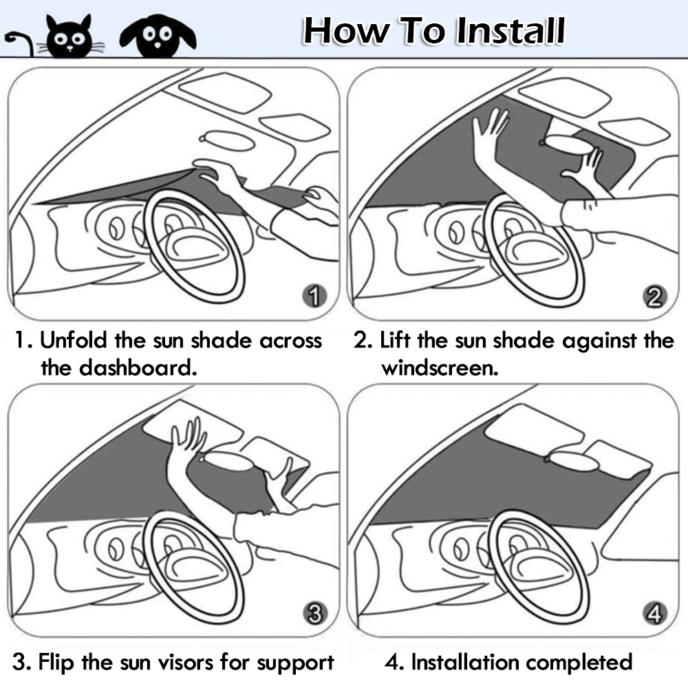iClover Car Windshield Sun Shade, 59" x 33", Pet Design photo 3