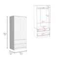 thumbnail image 3 of Miekor Furniture Austin 2 Drawers Armoire, Double Door, Hanging Rod -White BS7378, 3 of 6