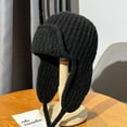 thumbnail image 4 of harmtty Fashion Knitted Hat Thickened Soft Hat Women's Knitted Hat Earflap Beanie Super Soft Solid Color Thickened Windproof Cold Weather Fashion Knitted Black, 4 of 8
