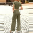 thumbnail image 4 of Lounge Set Womens, Ribbed Crop Top Short Sleeve/Sleeveless Palazzo Pants Loose Sweatsuit ,2 Piece Pajamas Tracksuits, 4 of 7