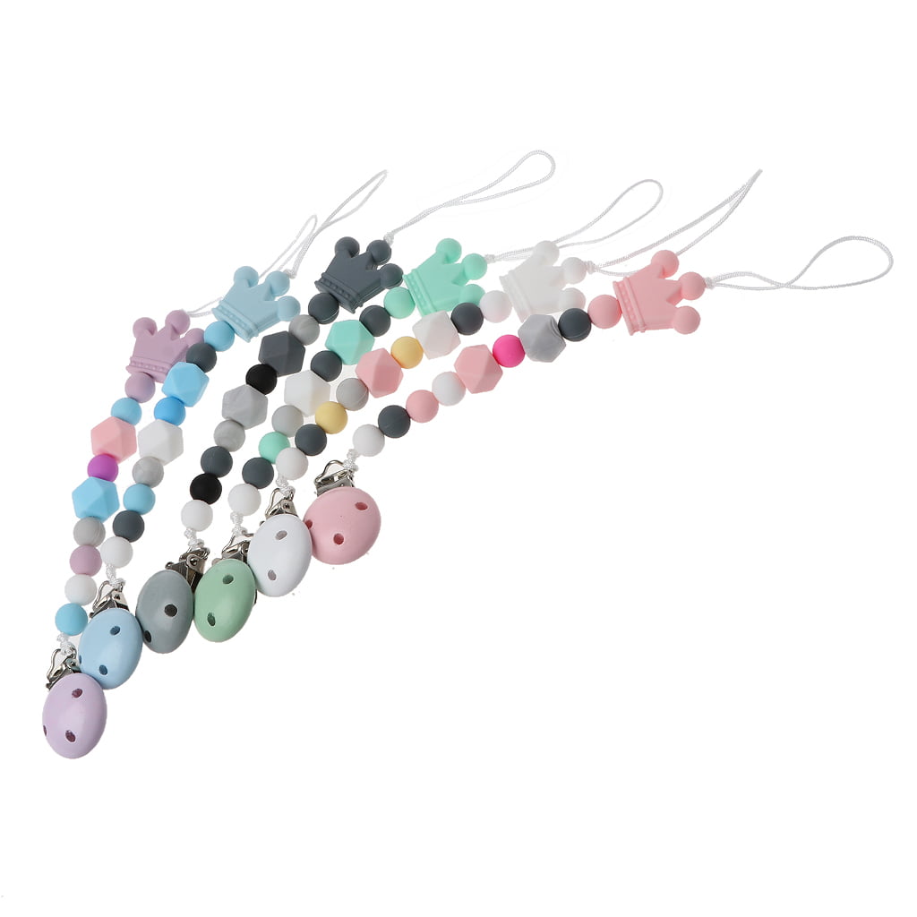 Baby Dummy Chain Pacifier Clips Bead Dummy Clip Infant Handmade Teether Silicone 