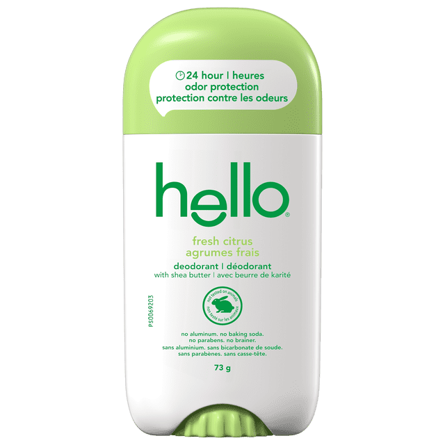 hello Fresh Citrus Aluminum Free Deodorant for Women and Men, 73 g Stick