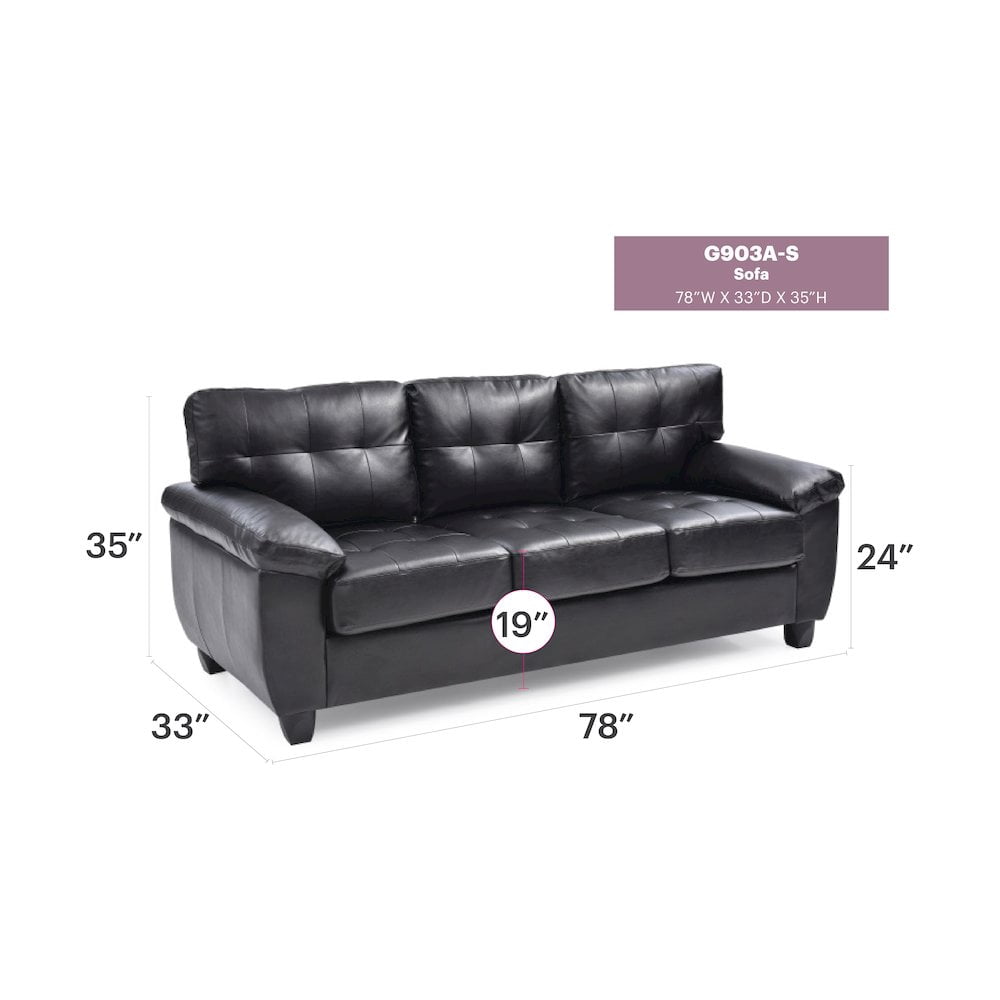 Glory Furniture Gallant Sofa in Black Color