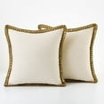 thumbnail image 5 of Funda de almohada de lino y algodón de imitación de color sólido, funda de cojín con ribete de cuerda de lino, funda de almohada para sofá, funda de almohada para mesita de noche, 5 of 5