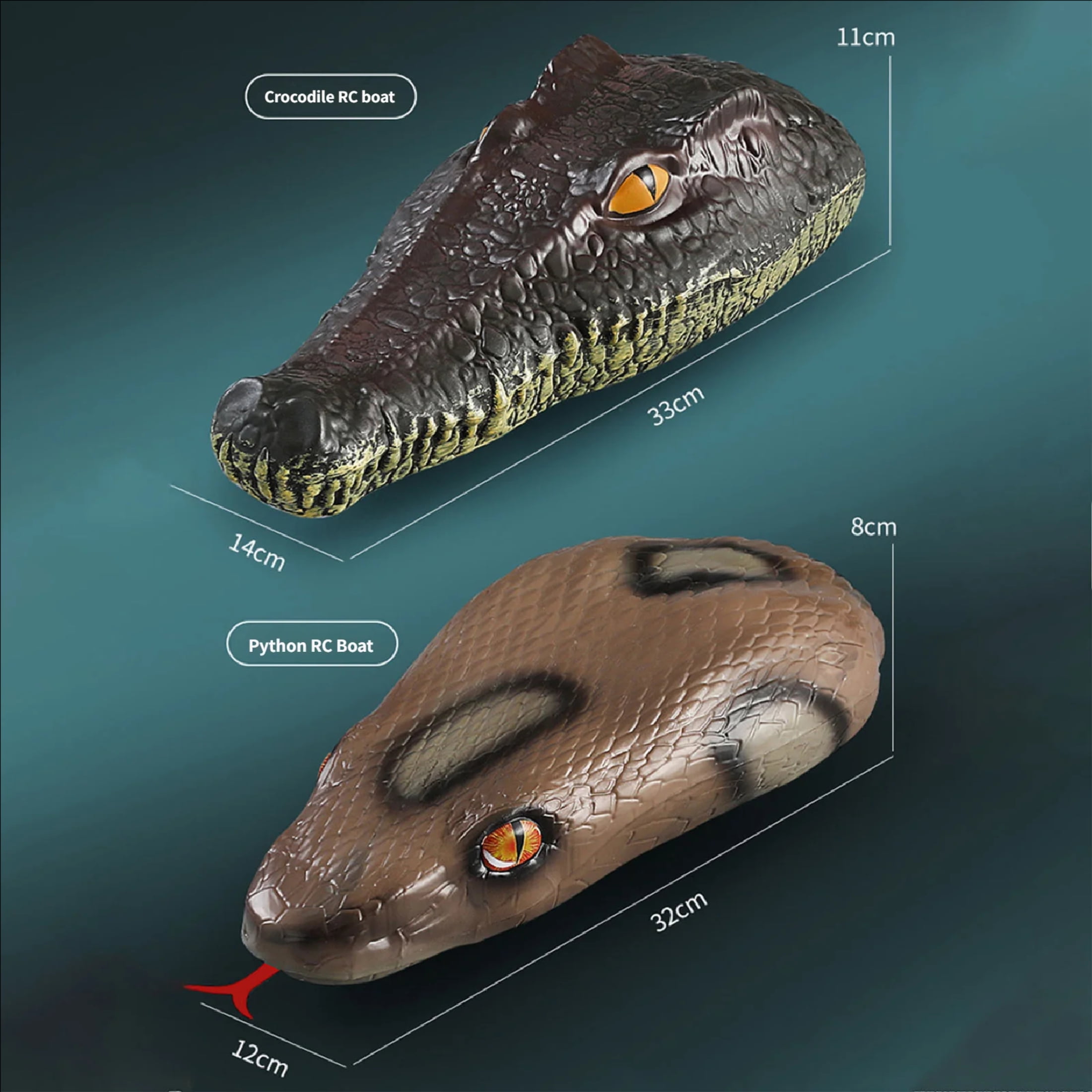 Realistic Crocodile & Python RC Boat - 2.4GHz Waterproof Remote Control Animal Ship, High-Speed Pool Toy Gift for Kids Adults