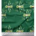 thumbnail image 1 of Soimoi Green Georgette Viscose Fabric Square & Leaves Printed Fabric 1 Yard 44 Inch Wide, 1 of 3