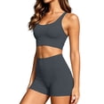 thumbnail image 3 of bravefron Women 2 Pieces Workout Sets Spaghetti Straps Camis High Waist Biker Shorts 2 Piece U Neck Crop Tank Top Shorts Athletic Gym Yoga Outfits Activewear, 3 of 7