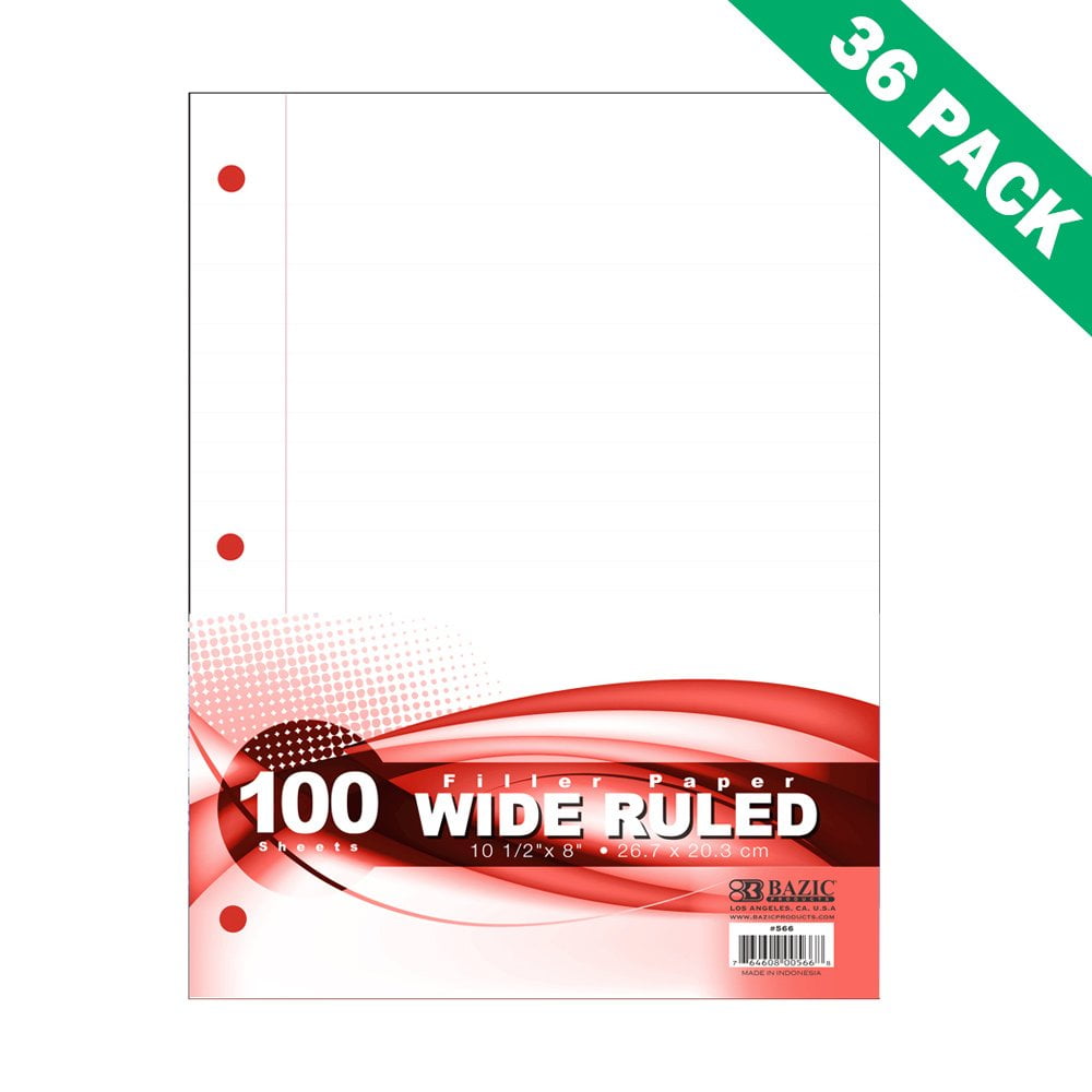 Paper Filler Wide 100ct, 36 Unit Case Of 8x10.5 Ruled Paper Filler For Campus