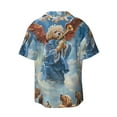 thumbnail image 5 of Uemuo Dog Angel Ascension Pattern Cotton Linen Short Sleeve Shirts,Casual Lightweight Button Down Shirts,Vacation Beach Summer Tops-X-Large, 5 of 7